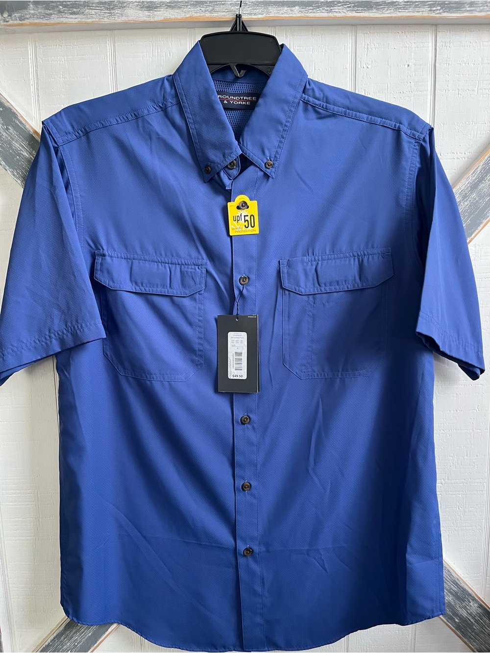 Roundtree & Yorke Short-Sleeve Button-Down Shirt - Blue